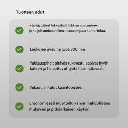 Käsikäyttöinen puukoura XL, enintään 300 mm, teräs, vihreä ja hopea