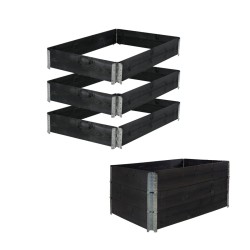 Kasvatuslaatikko 3 kpl puu musta pinottava 120 x 80 x 60 cm 73112