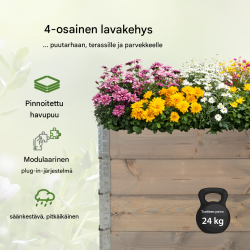 Kasvulava 4 kpl, harmaa havupuu, 120 x 80 x 80 cm, pinottava, 73880