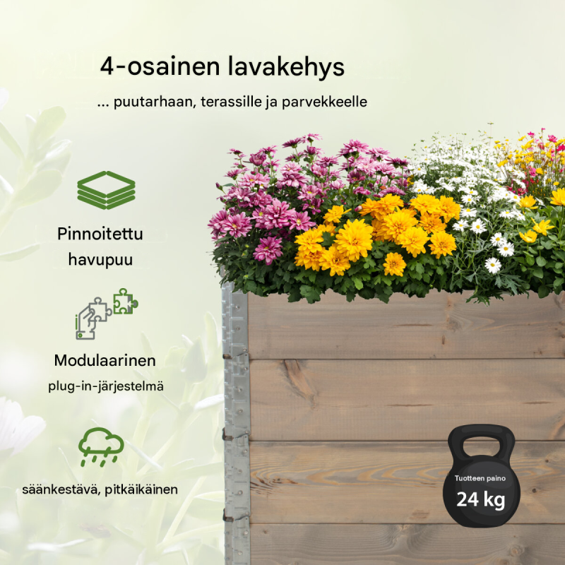 Kasvulava 4 kpl, harmaa havupuu, 120 x 80 x 80 cm, pinottava, 73880