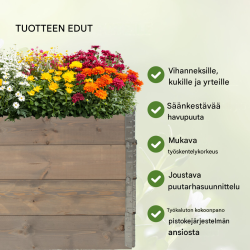 Kasvulava 4 kpl, harmaa havupuu, 120 x 80 x 80 cm, pinottava, 73880