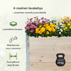 Kasvatuslaatikko 4 kpl, havupuu, 120 x 80 x 80 cm, pinottava, 73881