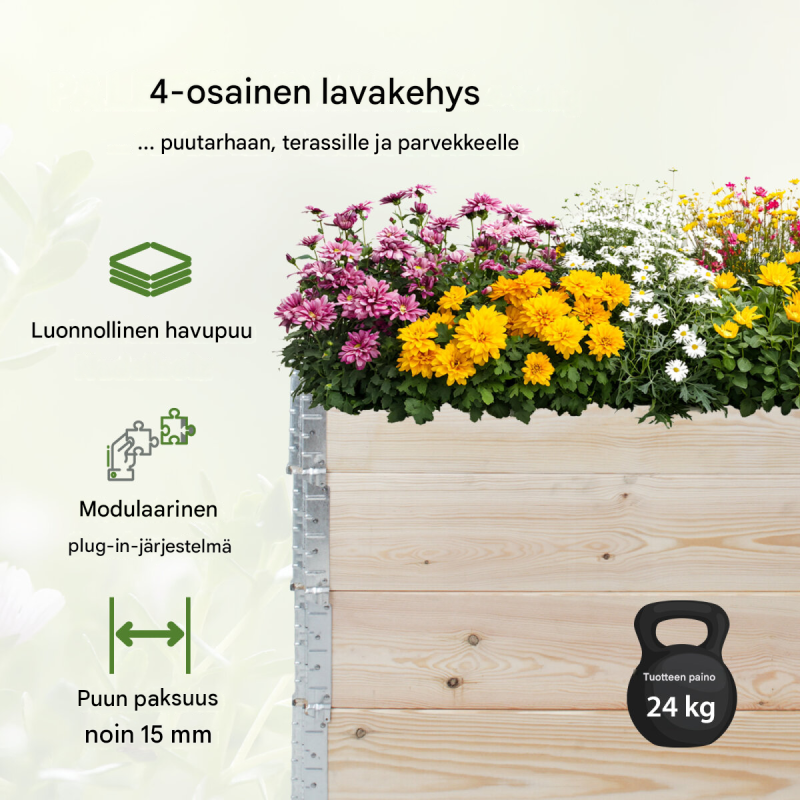 Kasvatuslaatikko 4 kpl, havupuu, 120 x 80 x 80 cm, pinottava, 73881