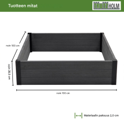 Korotettu kasvatuslaatikko 100 x 100 x 28,5 cm, 260 l, antrasiitti, myyräverkko