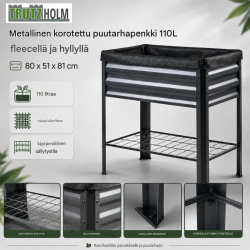 Korotettu kasvatuslaatikko 110 l, antrasiitti, pulverimaalattu teräs, 80 x 51 x 81 cm