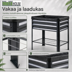 Korotettu kasvatuslaatikko 110 l, antrasiitti, pulverimaalattu teräs, 80 x 51 x 81 cm