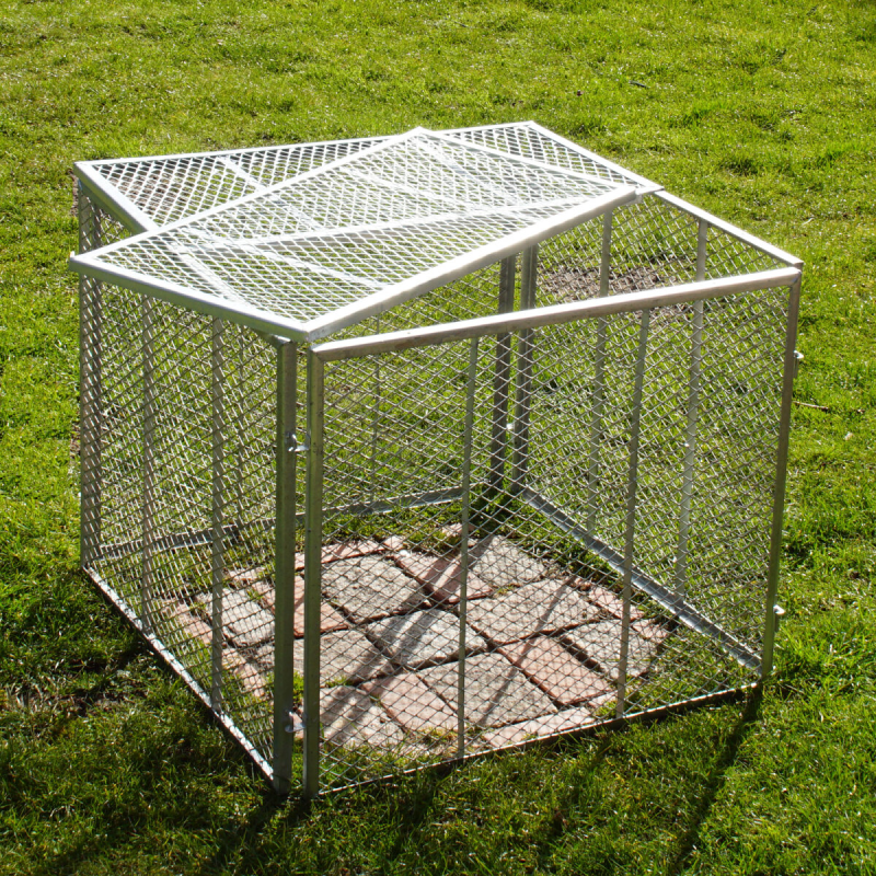 Metallikompostori 80x80x70 cm, kuumasinkitty, 4 osaa, kaksiosainen kansi, tuotenumero 5685