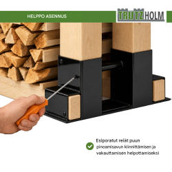 Polttopuiden pinoamistuki 2 kpl, musta maalattu teräs, 340 x 100 x 150 mm