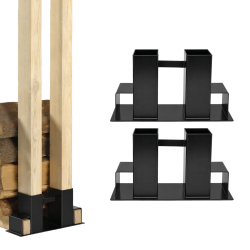 Polttopuiden pinoamistuki 2 kpl, musta maalattu teräs, 340 x 100 x 150 mm