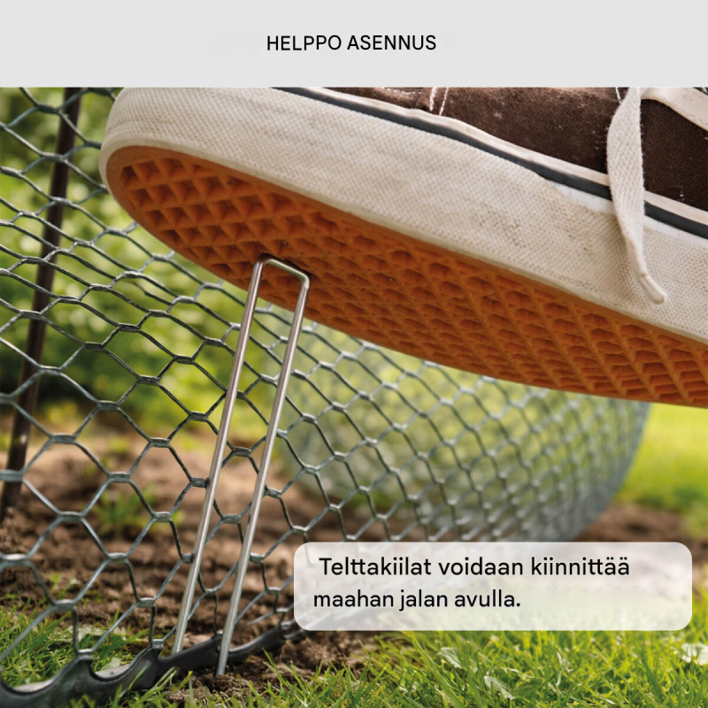 Siipikarhaaita 25 m x 0,9 m, vihreä, polyeteeni, 15 tankoa ja 30 maakiilaa