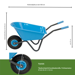 Lasten kottikärry, 40 kg, teräs ja polypropeeni, puhkeamaton PU-täyskumirengas, 100 cm