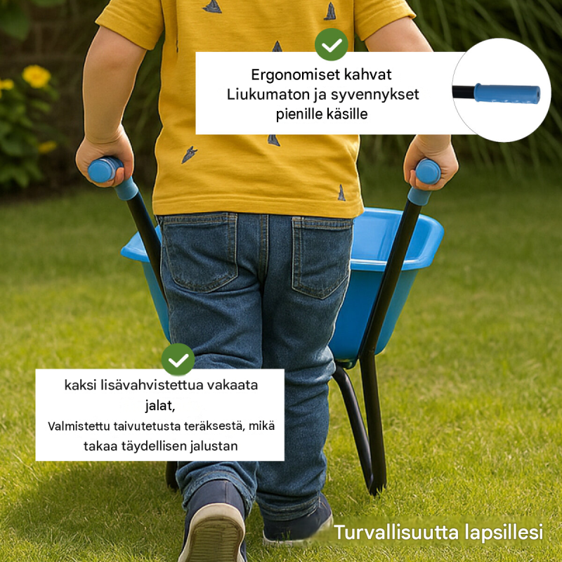 Lasten kottikärry, 40 kg, teräs ja polypropeeni, puhkeamaton PU-täyskumirengas, 100 cm