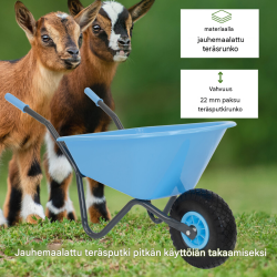 Lasten kottikärry, 40 kg, teräs ja polypropeeni, puhkeamaton PU-täyskumirengas, 100 cm