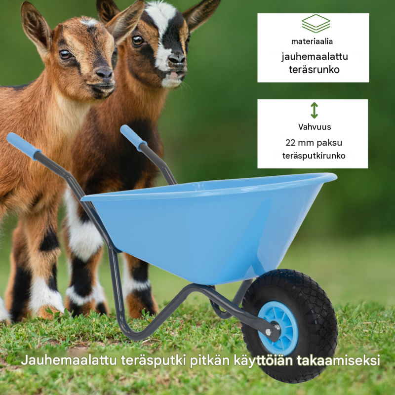 Lasten kottikärry, 40 kg, teräs ja polypropeeni, puhkeamaton PU-täyskumirengas, 100 cm