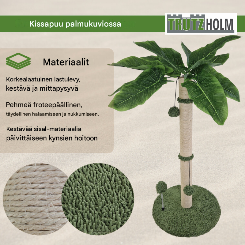 Kissan raapimispuu, palmu tai kaktus, sisal, 85 tai 103 cm