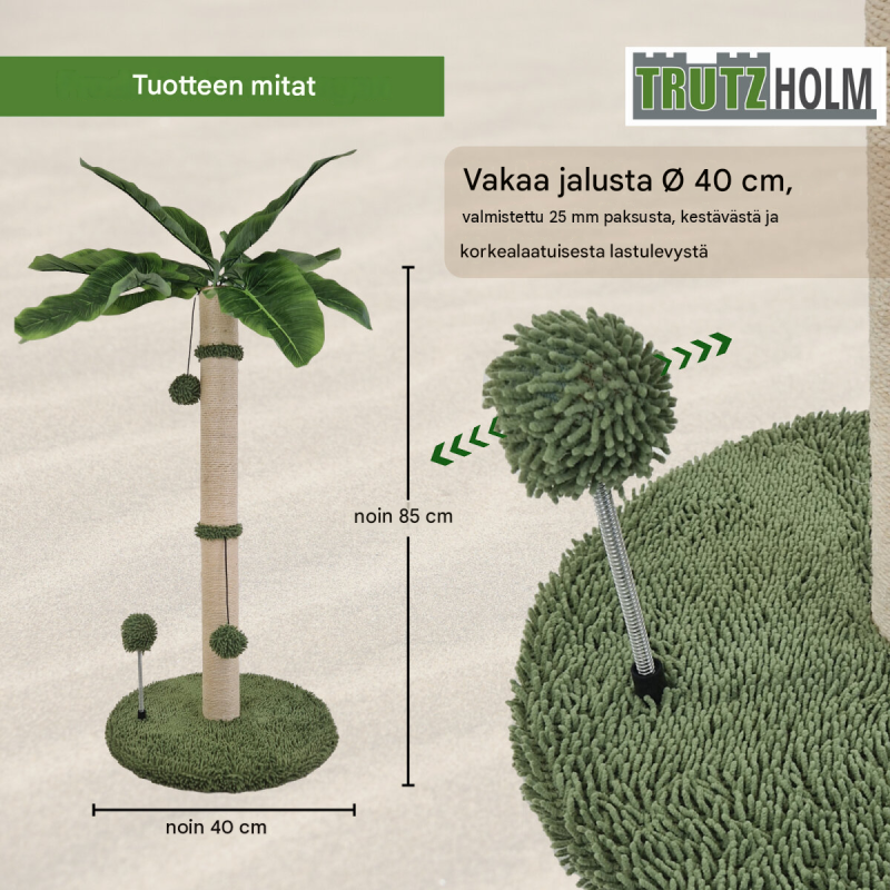 Kissan raapimispuu, palmu tai kaktus, sisal, 85 tai 103 cm