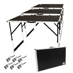 Monikäyttöinen pöytäsetti 3 kpl 100 x 60 cm korkeussäädettävä 75 90 cm 90 kg