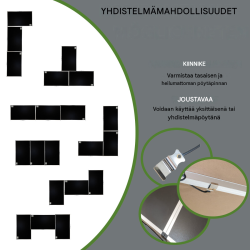 Monikäyttöinen pöytäsetti 3 kpl, 100 x 60 cm, korkeussäädettävä 75–90 cm, 90 kg