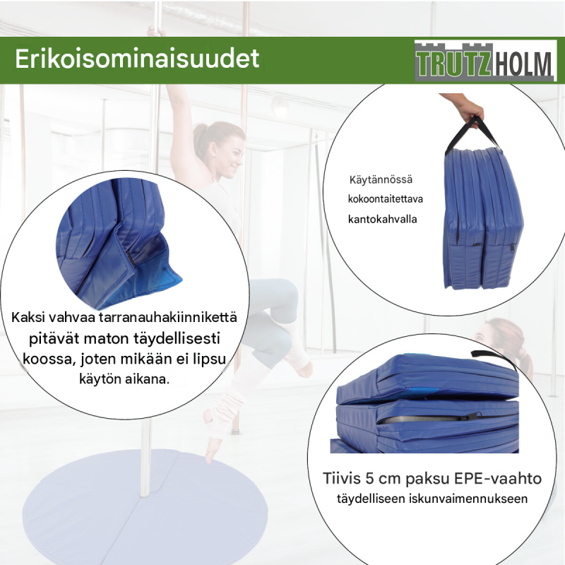Tanssitankomatto Ø 120 cm, 5 tai 10 cm, PU ja EPE-vaahto, useita värejä