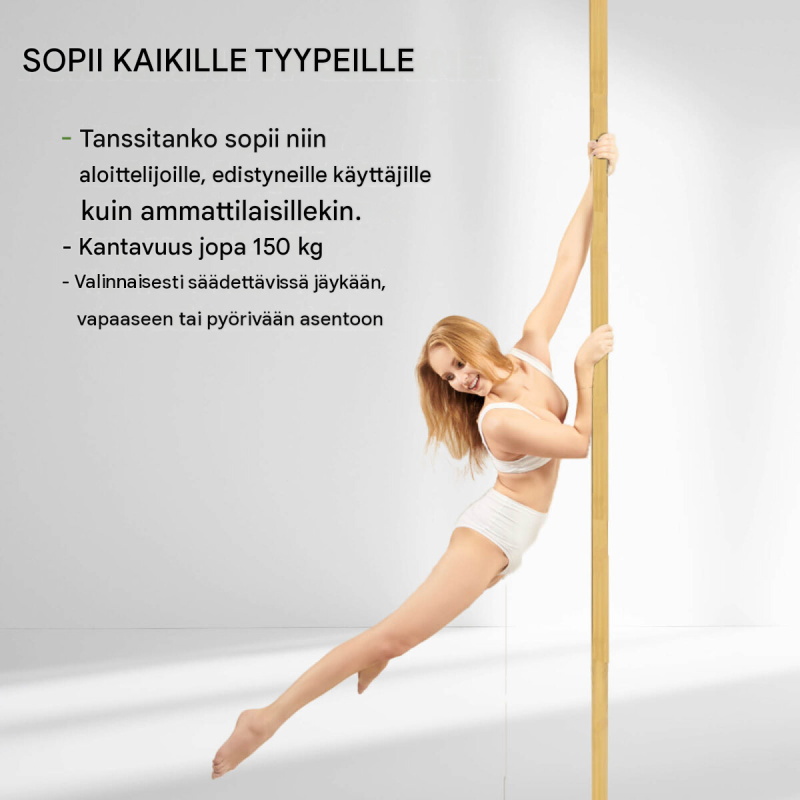 Pole dance -tanko, staattinen ja pyörivä, 2310–2740 mm, Ø 45 mm