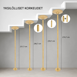 Pole dance -tanko, staattinen ja pyörivä, 2310–2740 mm, Ø 45 mm