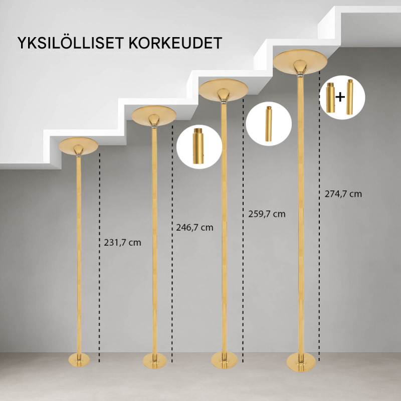 Pole dance -tanko, staattinen ja pyörivä, 2310–2740 mm, Ø 45 mm