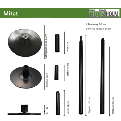 Pole dance -tanko, musta, 231–274 cm, Ø 45 mm, staattinen ja pyörivä