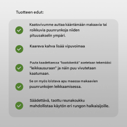Kaatovipu 130 cm, 10 cm leveä, säädettävä kääntökoukku