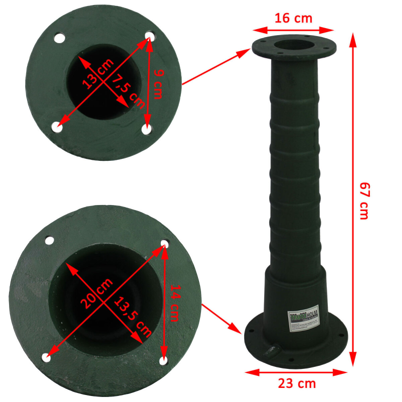 Pumpputeline Schwengelpumpelle, vihreä valurauta, 23 x 67 cm, ca. 13 kg, SN9306