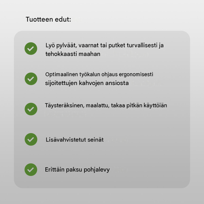 Käsikäyttöinen paalujuntta 60 cm, 15 kg, ø130 mm, vihreä teräs