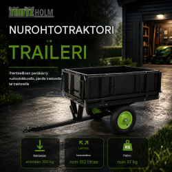 Puutarhatraktorin peräkärry 300 kg, kaatava, 512 l, teräs, musta