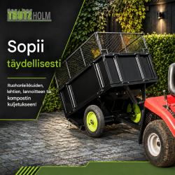 Puutarhatraktorin peräkärry 300 kg, kaatava, 512 l, teräs, musta