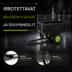 Puutarhatraktorin peräkärry 300 kg, kaatava, 512 l, teräs, musta
