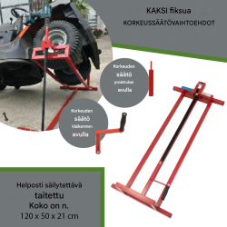Ruohonleikkuritraktorinostin 400 kg, kokoontaitettava, akkuruuvinväänninadapteri, 45° kallistus