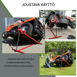 Ruohonleikkuritraktorinostin 400 kg, kokoontaitettava, akkuruuvinväänninadapteri, 45° kallistus