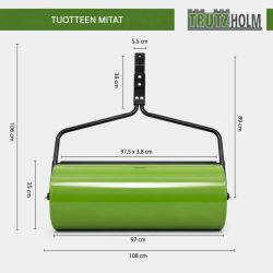 Täytettävä nurmijyrä 95 l, 97 cm, vihreä, nurmikkotraktorille