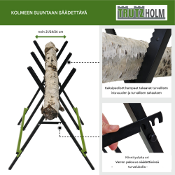 Sahausteline puulle, teräs, 3-portaisesti säädettävä, kokoontaitettava, 100 kg