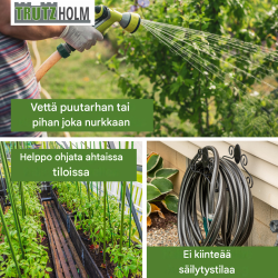Letkukärry Basic 4 pyörää, 50 m 3/4 tuuman puutarhaletkulle, vihreä, teräs
