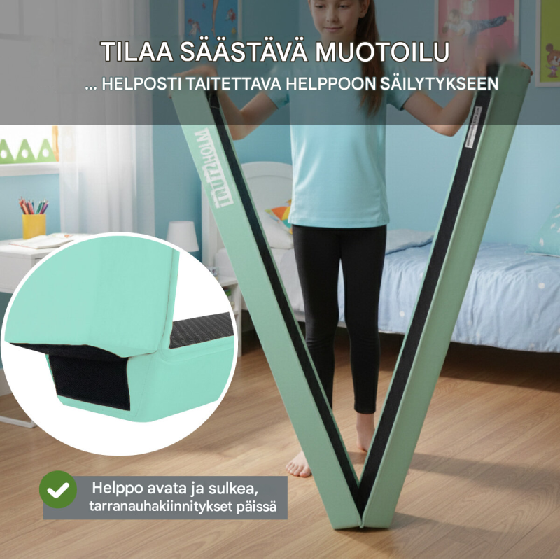 Taitettava tasapainopuomi 210 cm, EVA, pinkki tai mintunvihreä, kuljetuslaukku