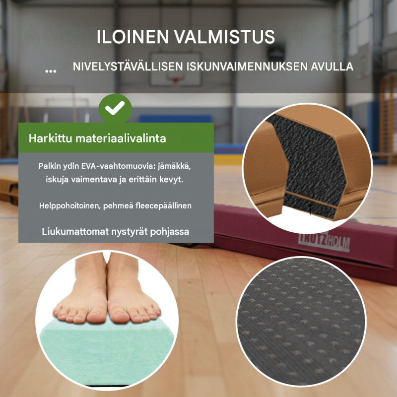Taitettava tasapainopuomi 210 cm, EVA, pinkki tai mintunvihreä, kuljetuslaukku