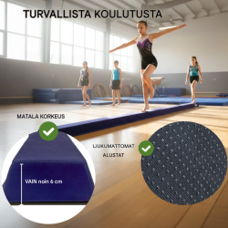 Taitettava voimistelupuomi 240 cm, sininen, EVA, säilytyslaukku, enimmäiskuormitus 100 kg