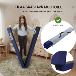 Taitettava voimistelupuomi 240 cm, sininen, EVA, säilytyslaukku, enimmäiskuormitus 100 kg