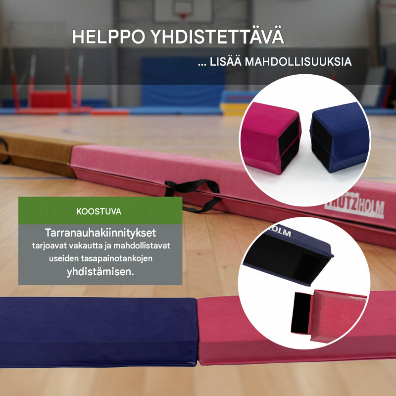 Taitettava voimistelupuomi 300 cm, 150 cm taitettuna, EVA, säilytyslaukku