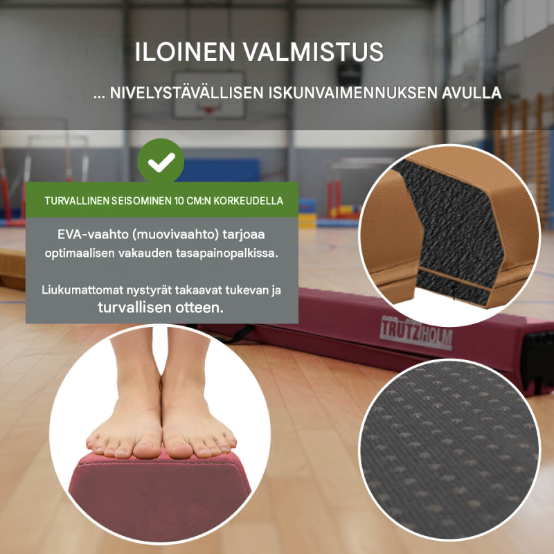 Taitettava voimistelupuomi 300 cm, 150 cm taitettuna, EVA, säilytyslaukku