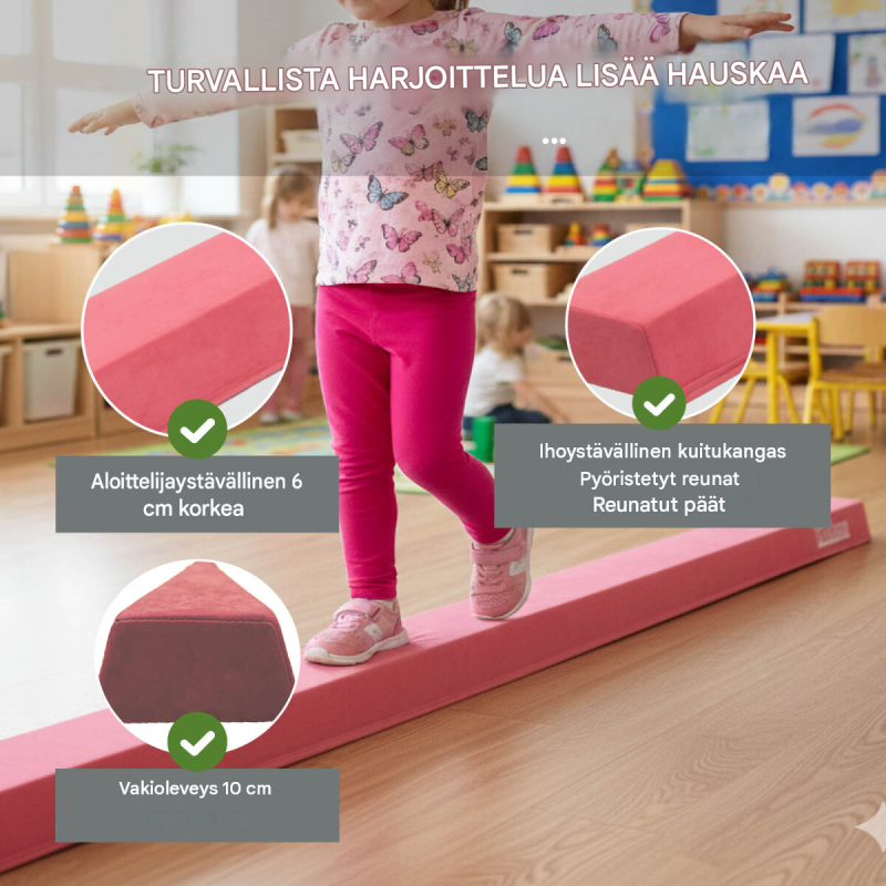 Taitettava voimistelupuomi 300 cm, 150 cm taitettuna, EVA, säilytyslaukku