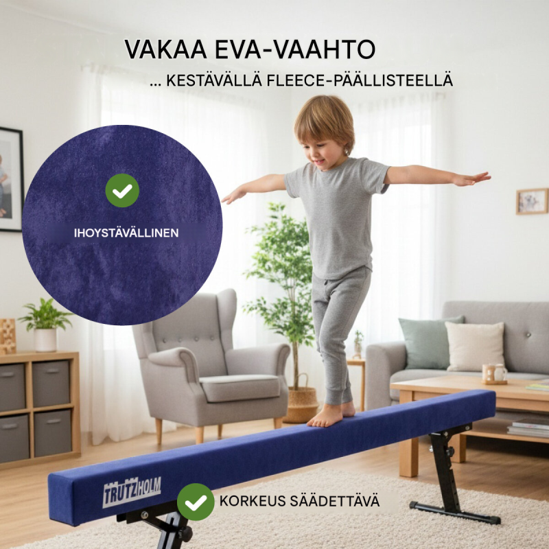Säädettävä voimistelupuomi 244 cm, 5 korkeutta, EVA, enintään 100 kg
