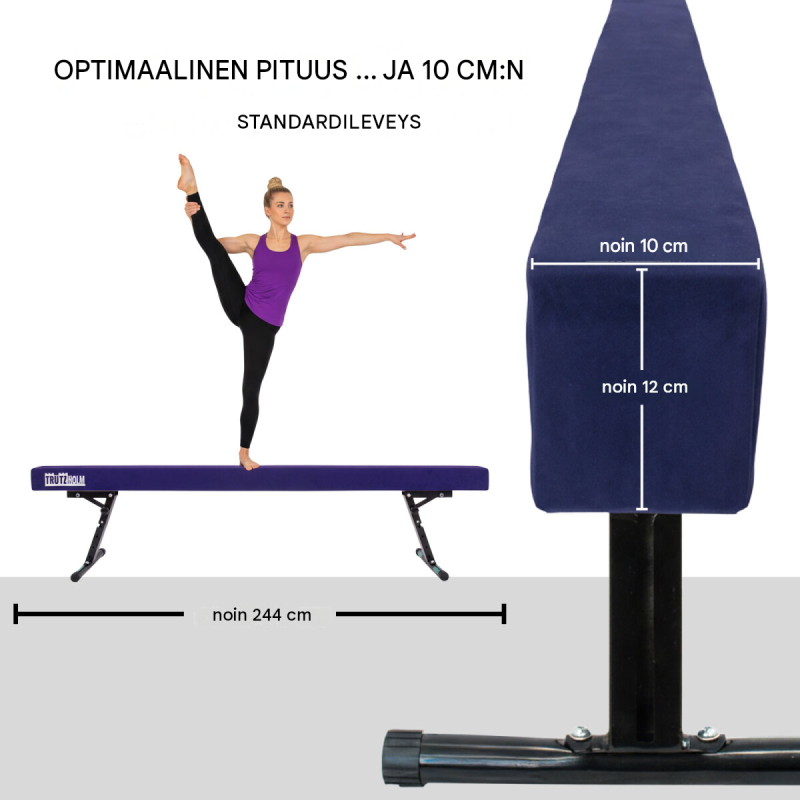 Säädettävä voimistelupuomi 244 cm, 5 korkeutta, EVA, enintään 100 kg