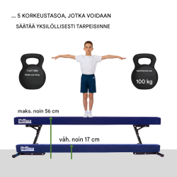 Säädettävä voimistelupuomi 244 cm, 5 korkeutta, EVA, enintään 100 kg