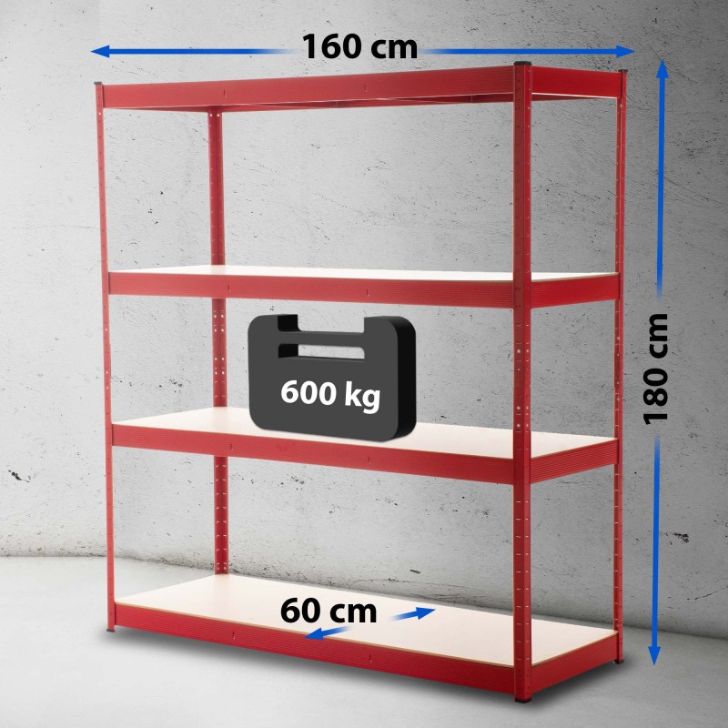 Järeä metallihylly 2,4 tonnin kantokyvyllä säädettävillä tasoilla