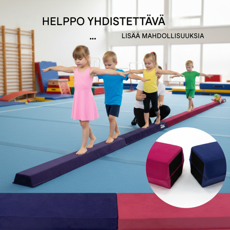 Taitettava voimistelupuomi 270 cm, sininen, EVA, max. 100 kg, säilytyslaukku